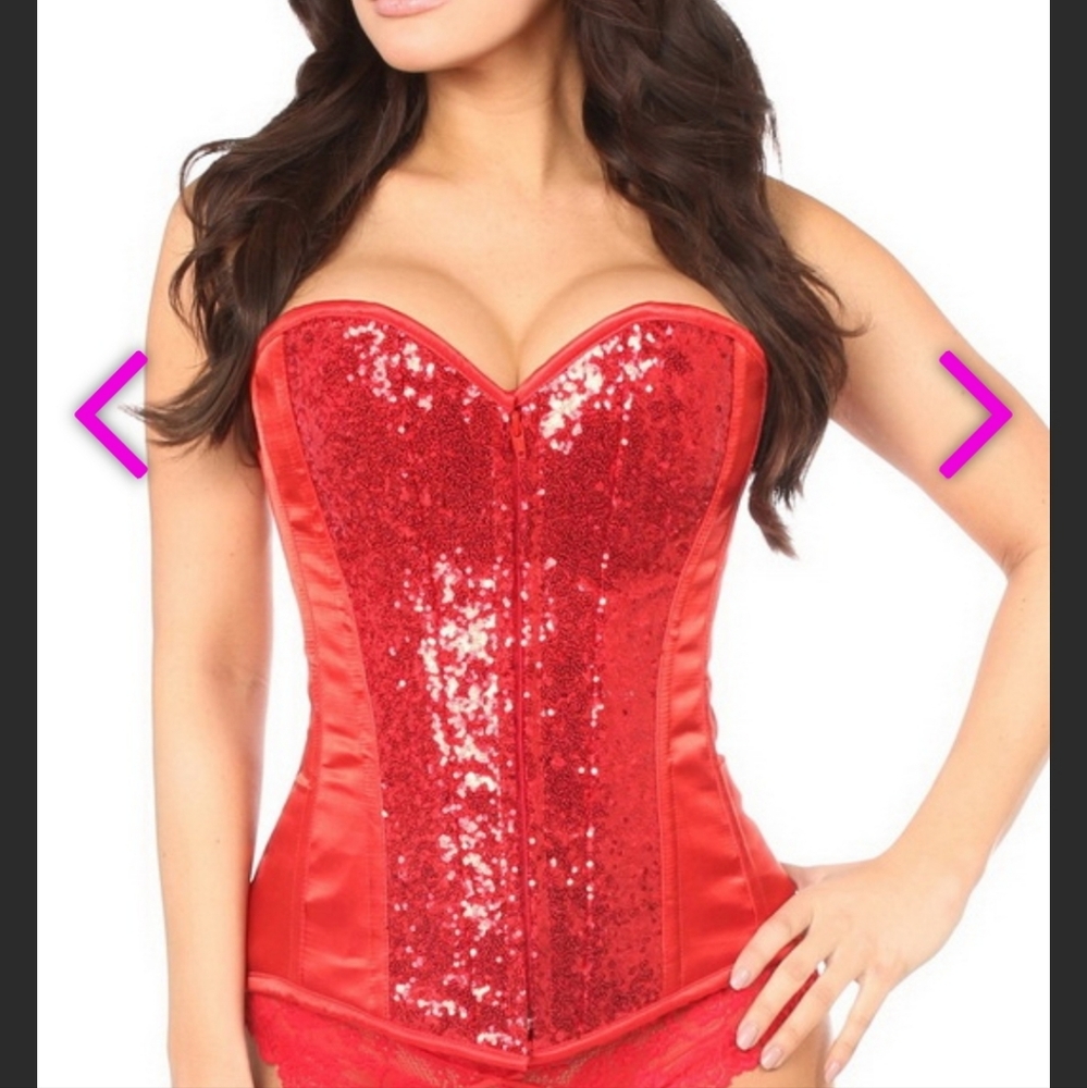 Red Sequin Bustier Top